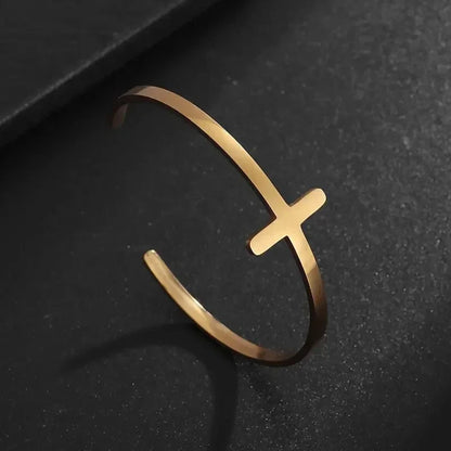 Polished Steel Open Cuff Bangle