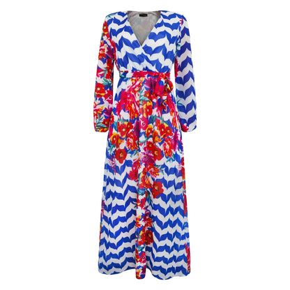 Women's Printed Wrap Maxi Dress