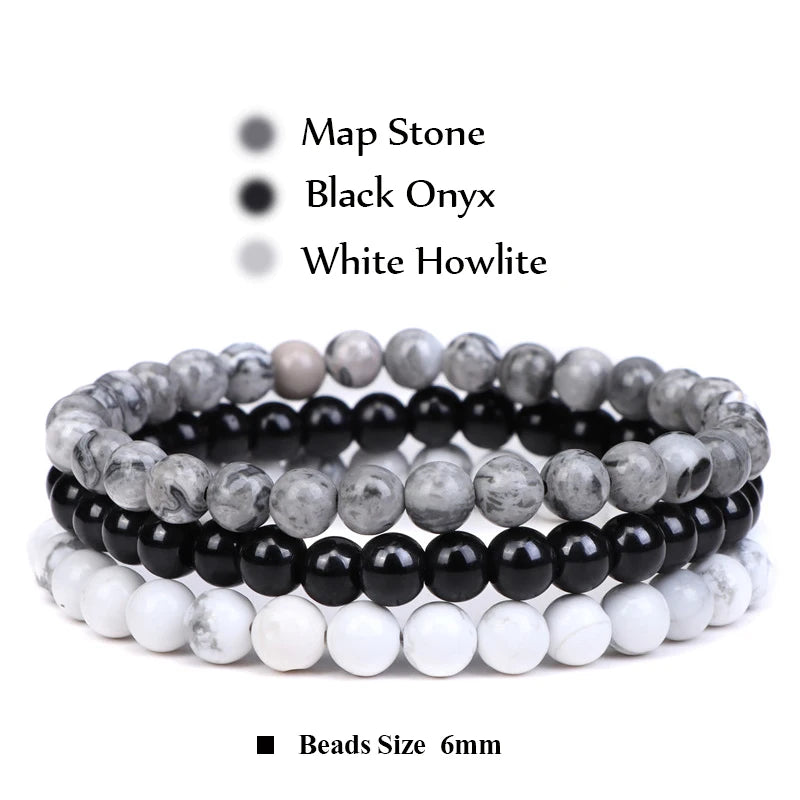 3Pcs Stacked Natural Stone Bracelet Set