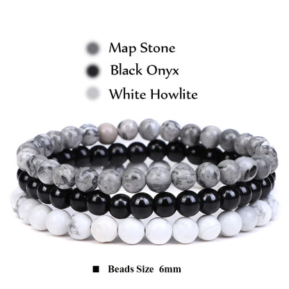 3Pcs Stacked Natural Stone Bracelet Set