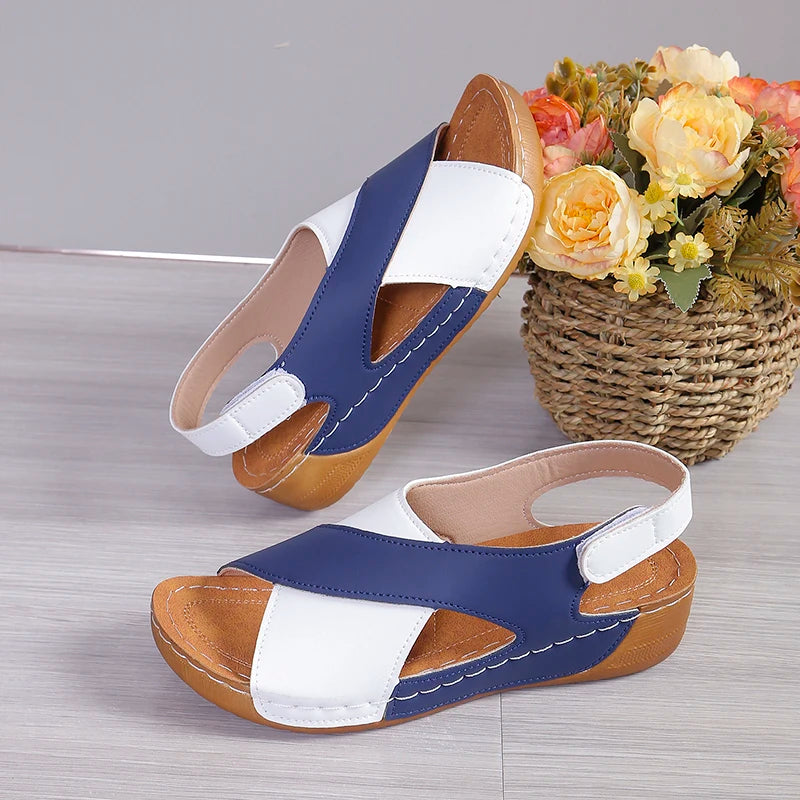 Casual Style Colorblock Wedge Sandals