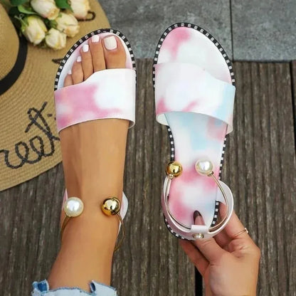 Pearly Bead Slingback Sandals