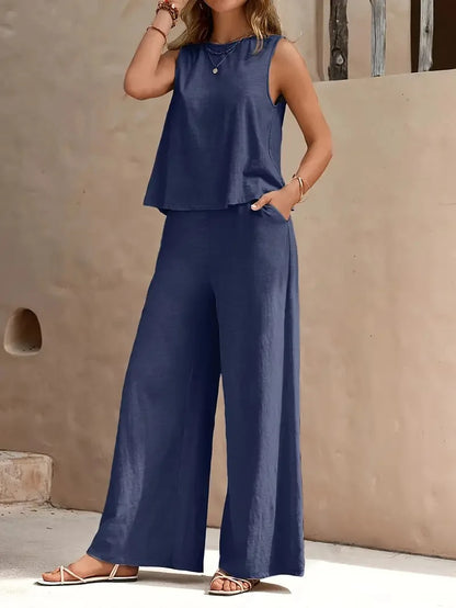 Serene Breeze Wide-Leg Two-Piece Set