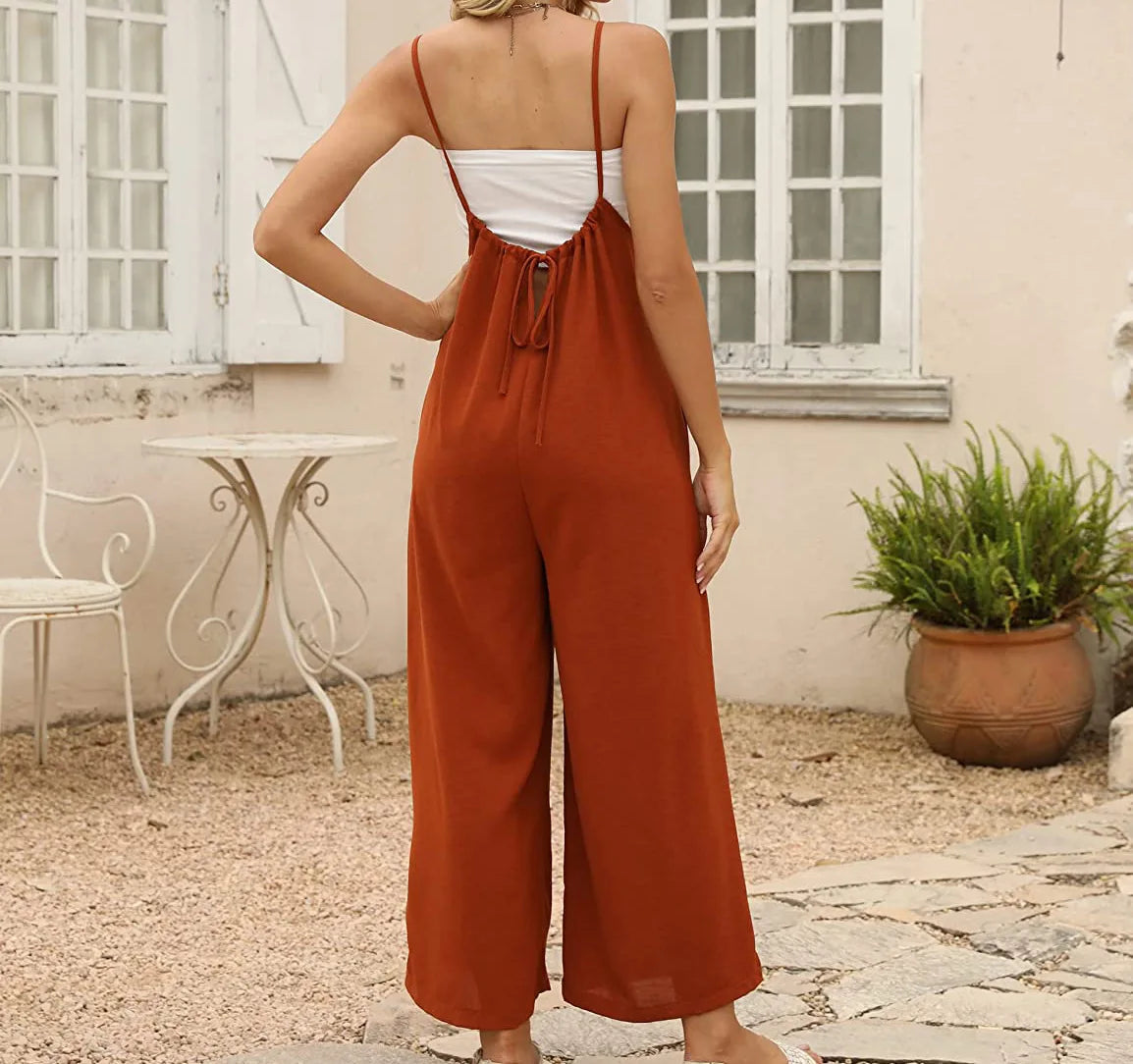 Elegant High Waist Suspender Jumpsuit