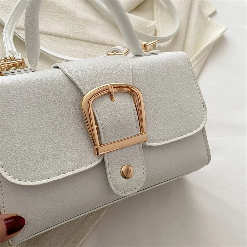 Structured Buckle Top-Handle Mini Bag
