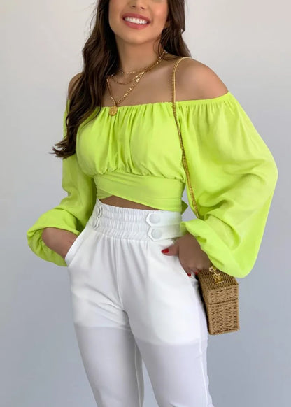 Women's Navel-Cut Puff Sleeve Top