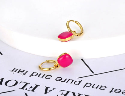Colorblock Charm Hoop Earrings