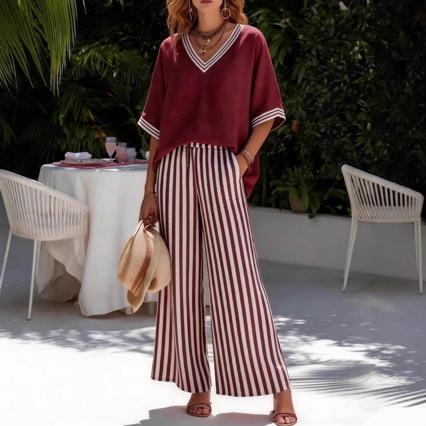 Coastal Breeze Striped Two-Piece Set