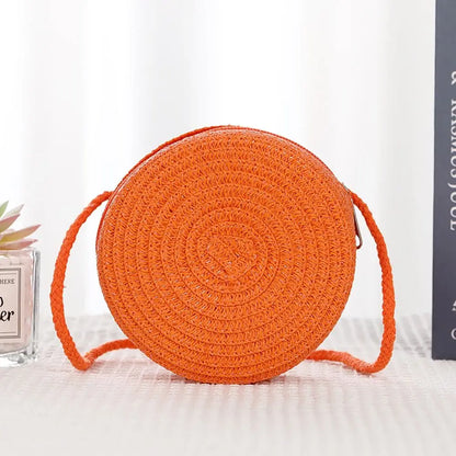 Handmade Round Rattan Crossbody Bag