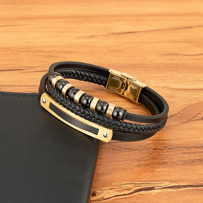 Braided Leather Statement Bracelet