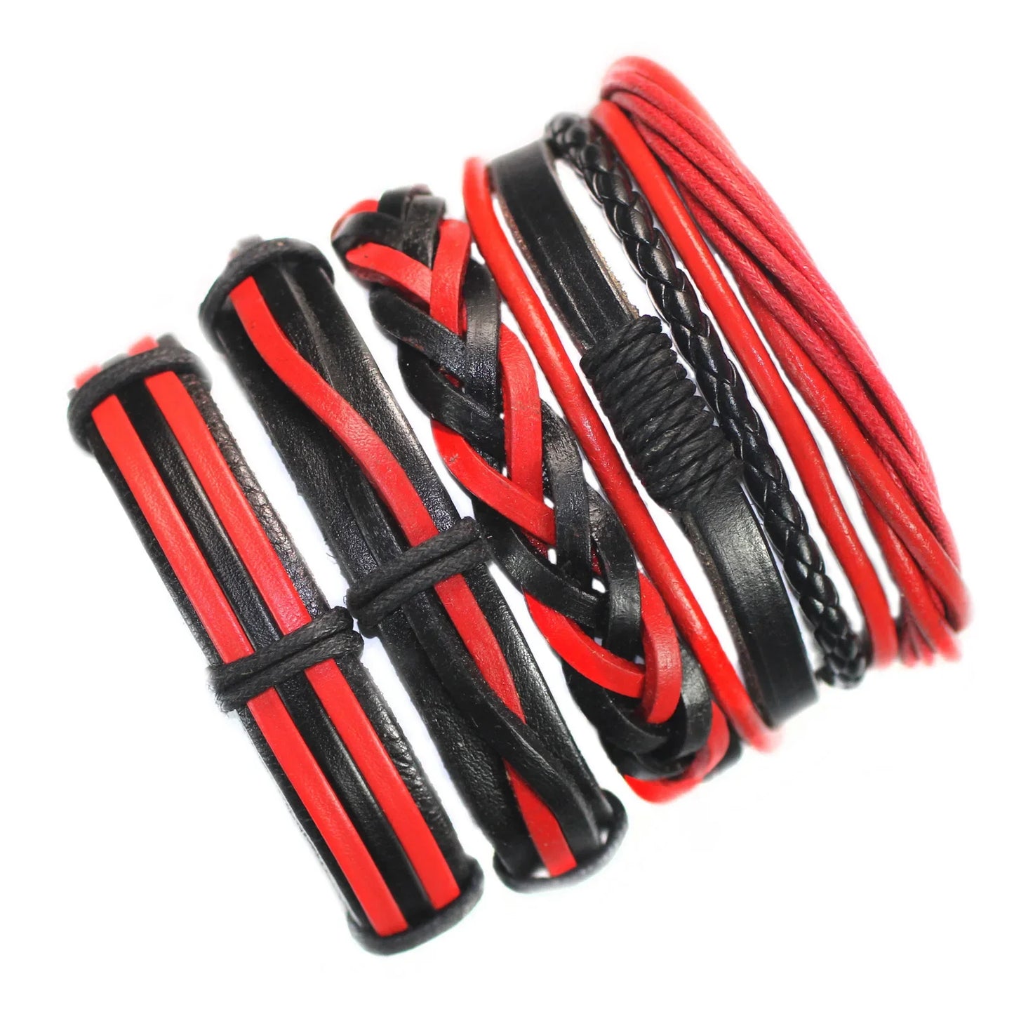 Red and black braided cables on a white background