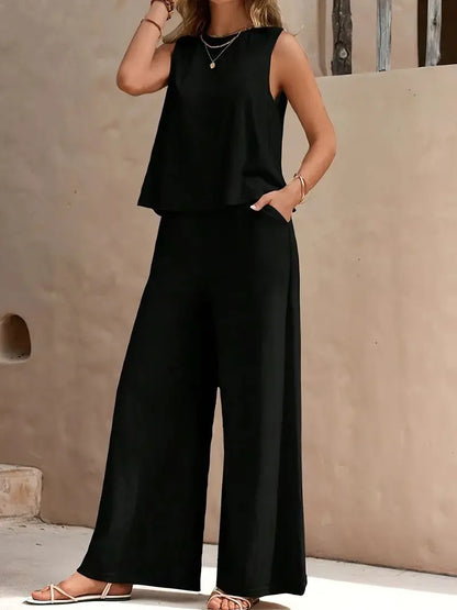 Serene Breeze Wide-Leg Two-Piece Set