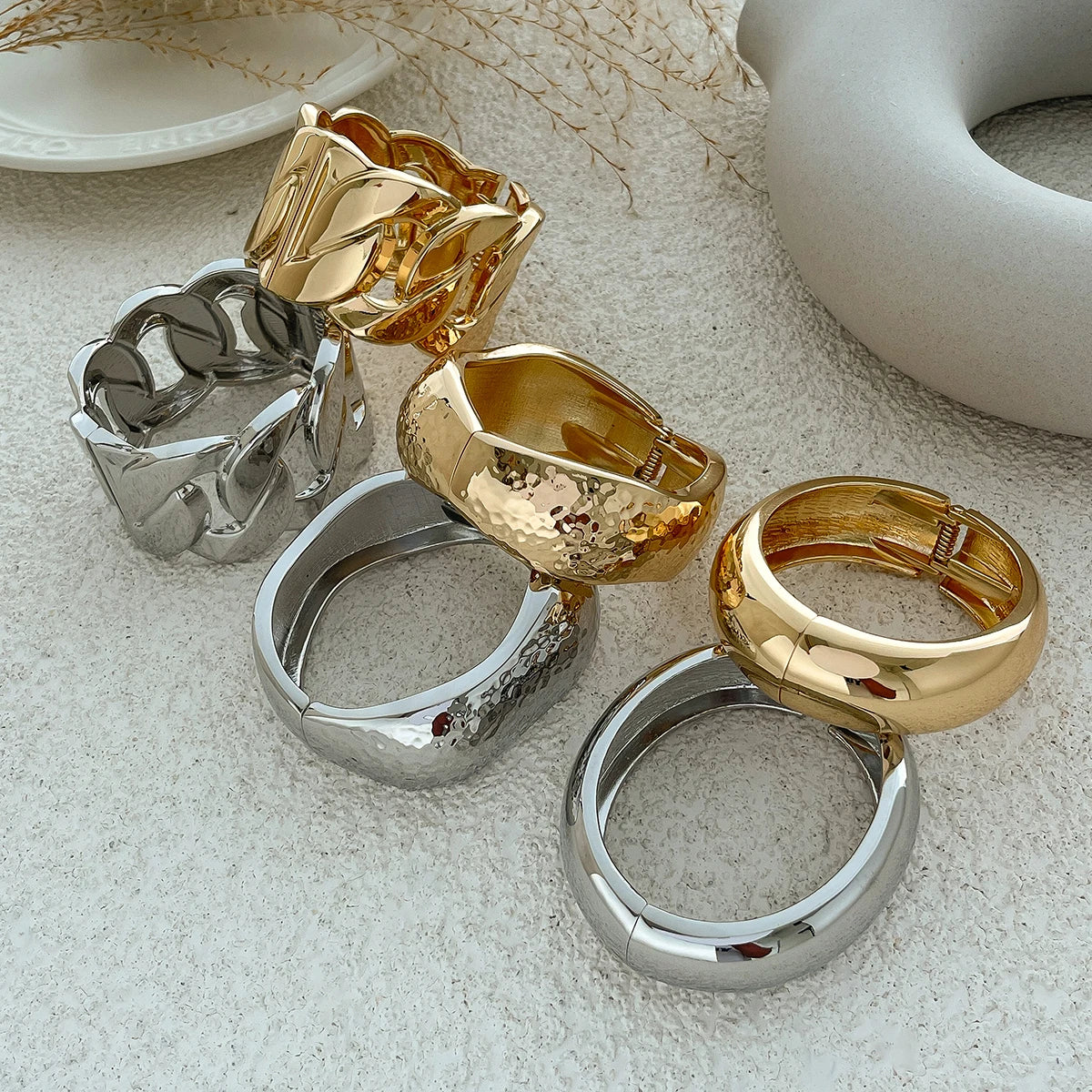 Bold Metal Statement Cuff Bracelet