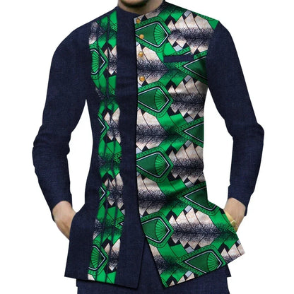 Casual 100% Cotton Mens African  Print Shirt