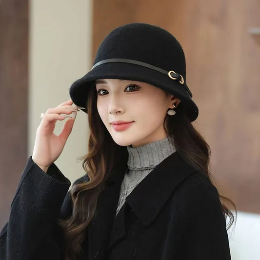 Chic Wool Buckle Cap