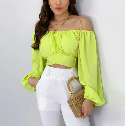 Women's Navel-Cut Puff Sleeve Top