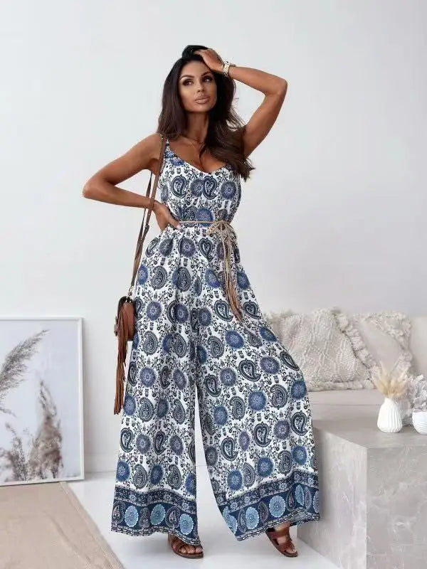 Boho Printed Wide-Leg Jumpsuit