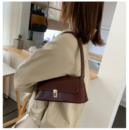 Minimalist Leather Baguette Shoulder Bag