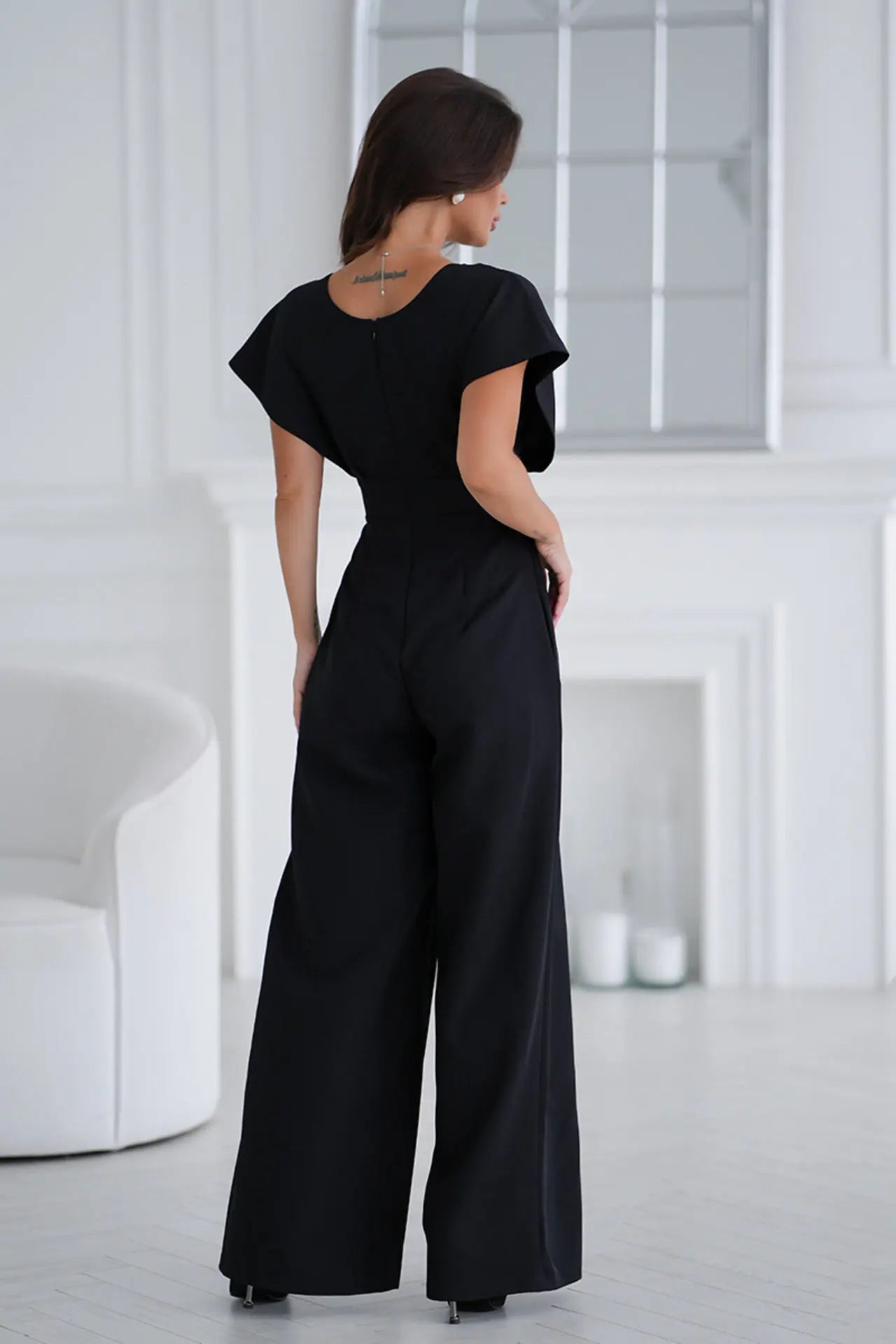 Elegant V-Neck Wide Leg Jumpsuit