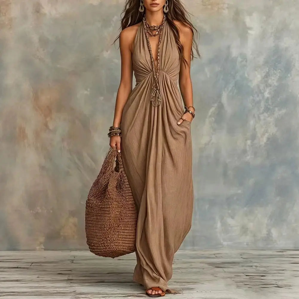 Ethereal Halter Neck Maxi Dress