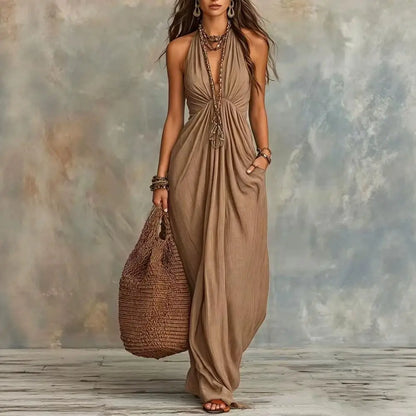 Ethereal Halter Neck Maxi Dress