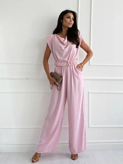 Sophia Elegant Wide Leg Jumpsuit with Belt