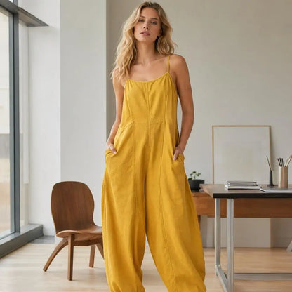 Elegant Spaghetti Strap Wide Leg Jumpsuit