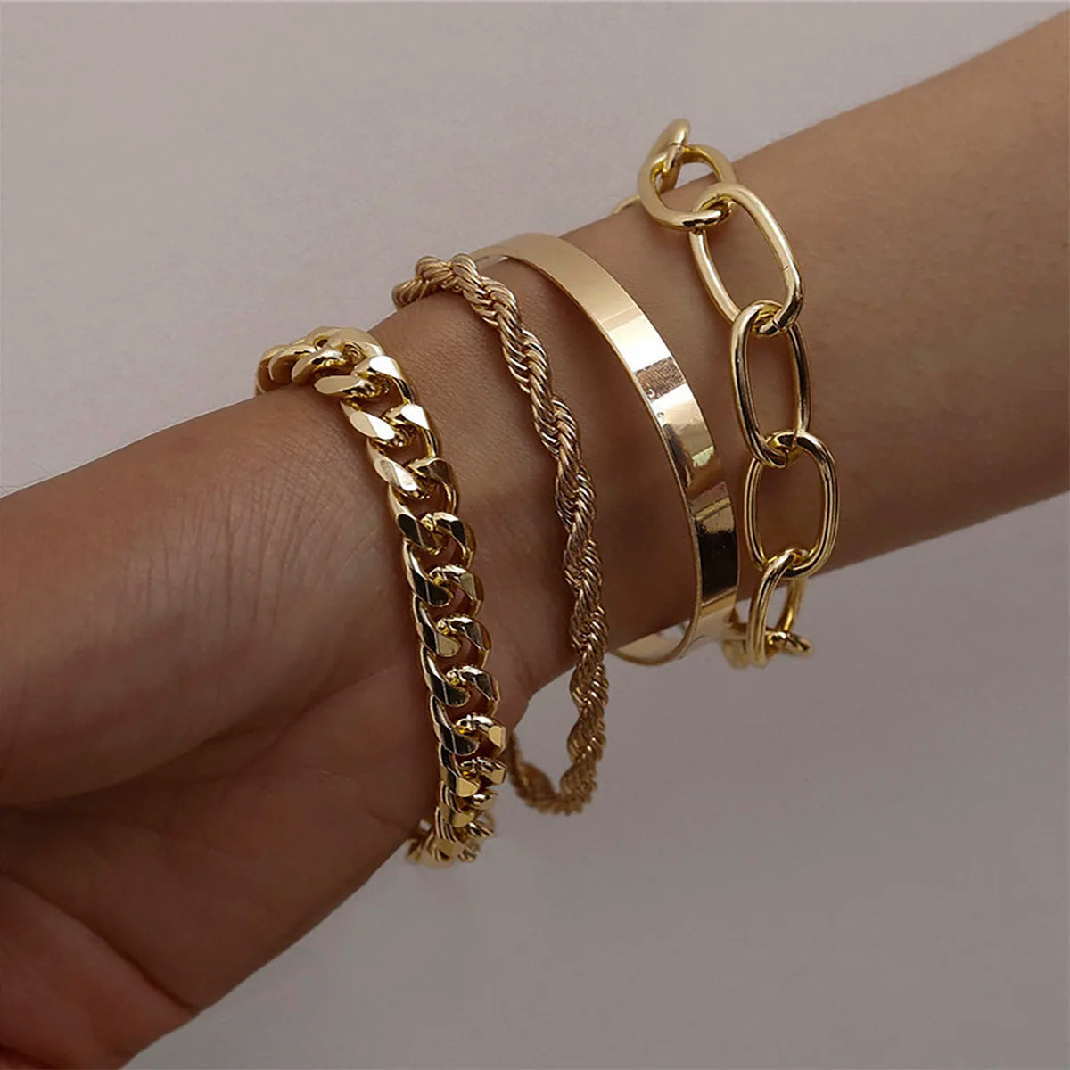 Geometric Silver & Gold Bracelet