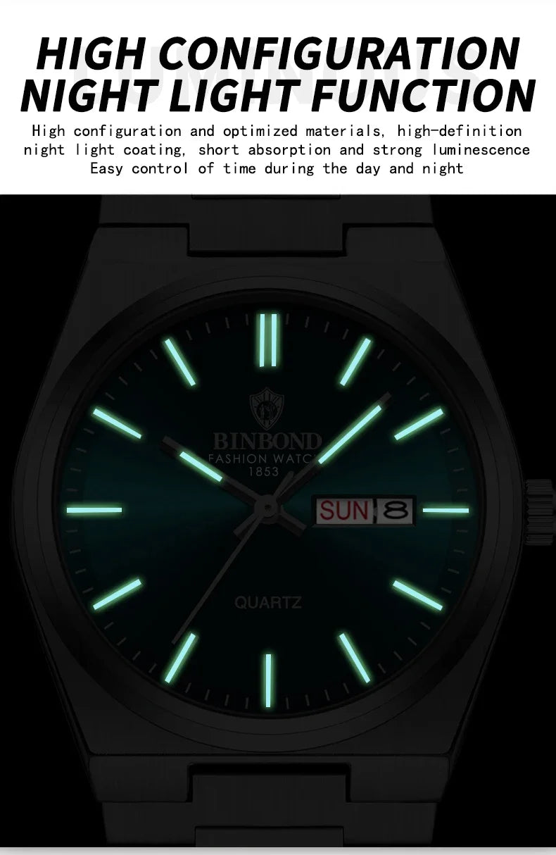 Watch with glowing face and text about night light function