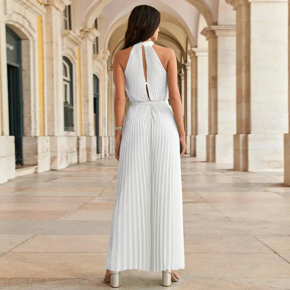 Stylish Halter Neck Wide-Leg Jumpsuit