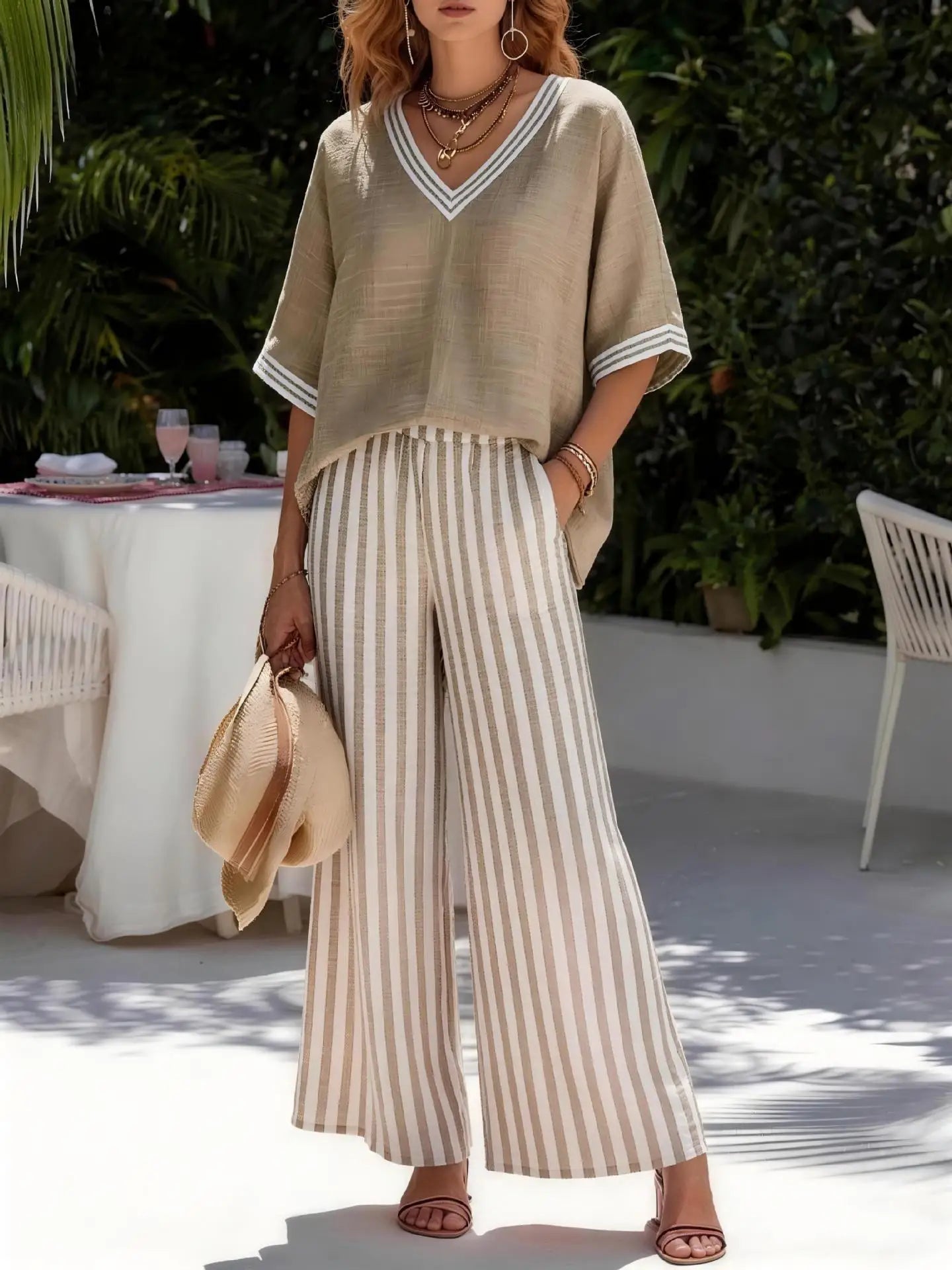 Coastal Breeze Striped Two-Piece Set