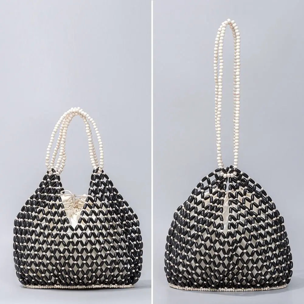 Beaded Bucket Tote Handbag