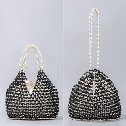 Beaded Bucket Tote Handbag