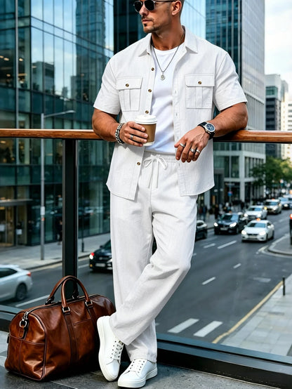 Men's Ultimate Cotton Linen Casual Streetwear Co-ord Set