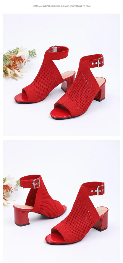 Chic Knit Peep Toe Sandals