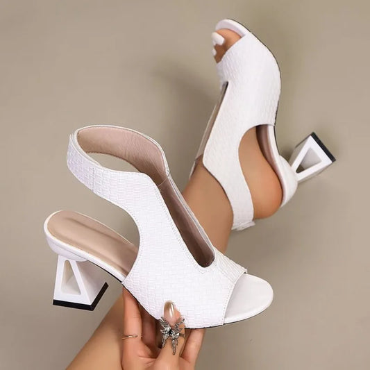 Elegant Fretwork High Heel Sandals