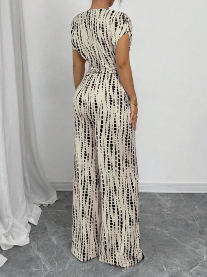 Slanted Shoulder Wide Leg Jumpsuit