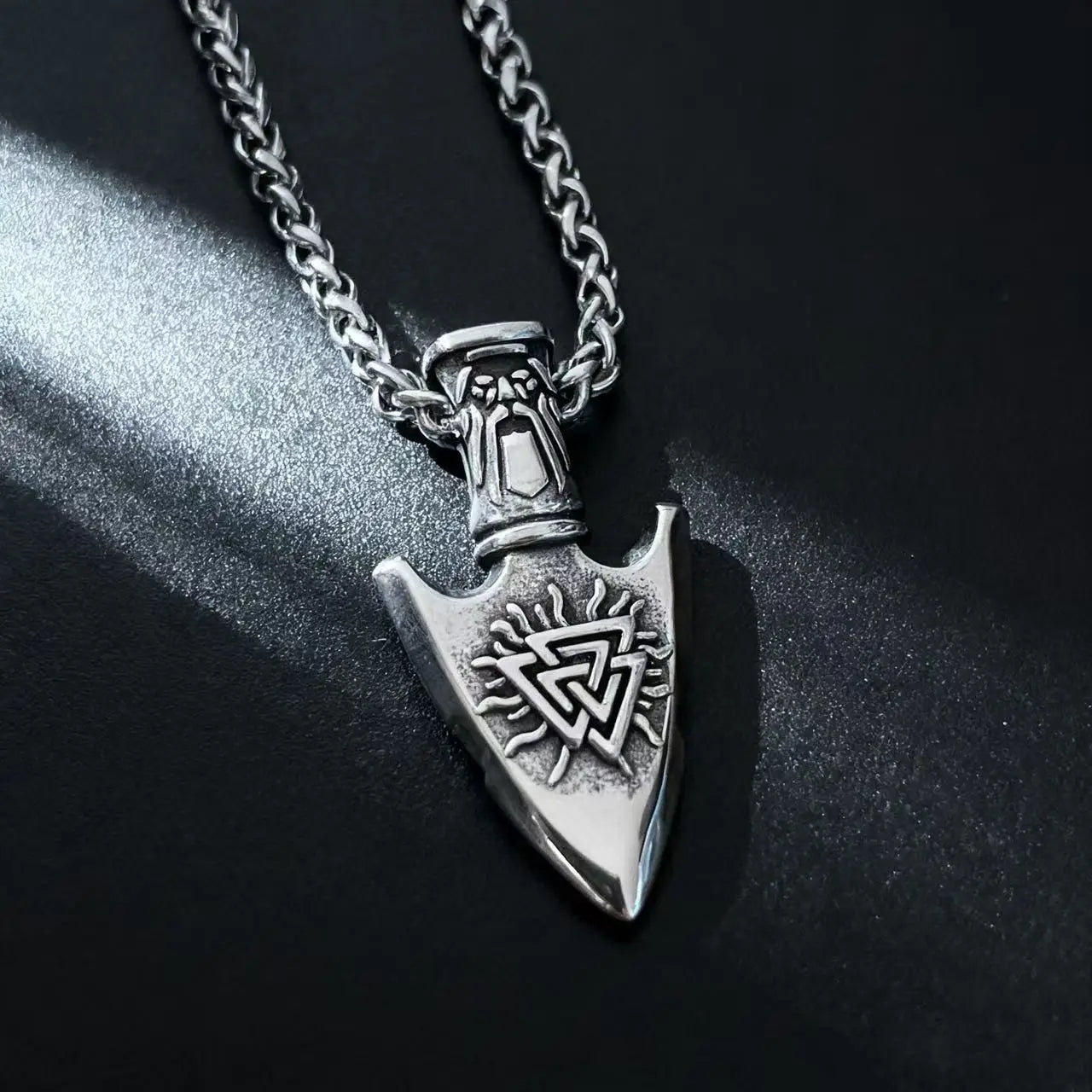 Viking Arrowhead Compass Pendant Necklace