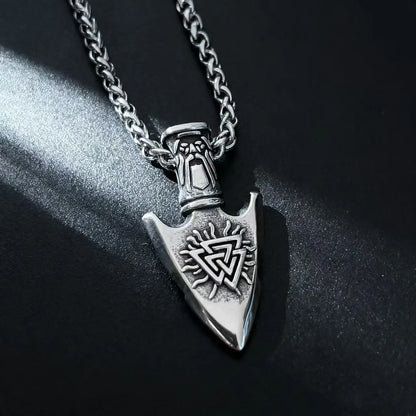 Viking Arrowhead Compass Pendant Necklace