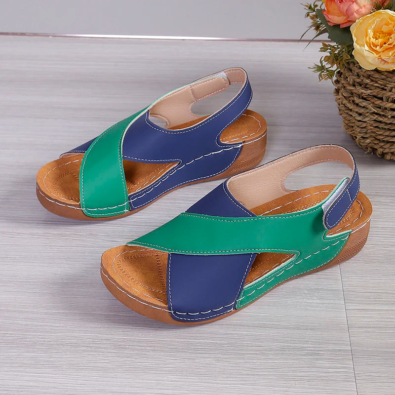 Casual Style Colorblock Wedge Sandals