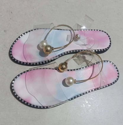 Pearly Bead Slingback Sandals
