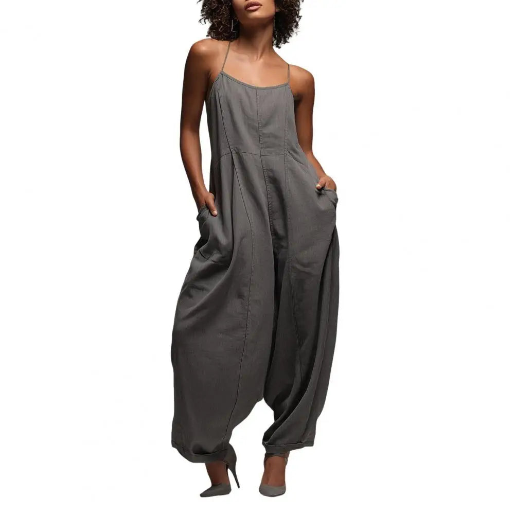 Elegant Spaghetti Strap Wide Leg Jumpsuit