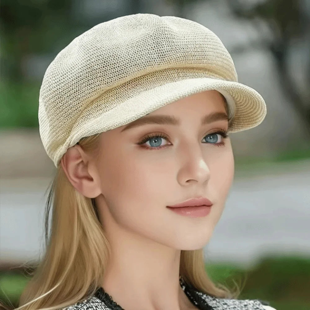 Breathable Woven Visor Newsboy Cap
