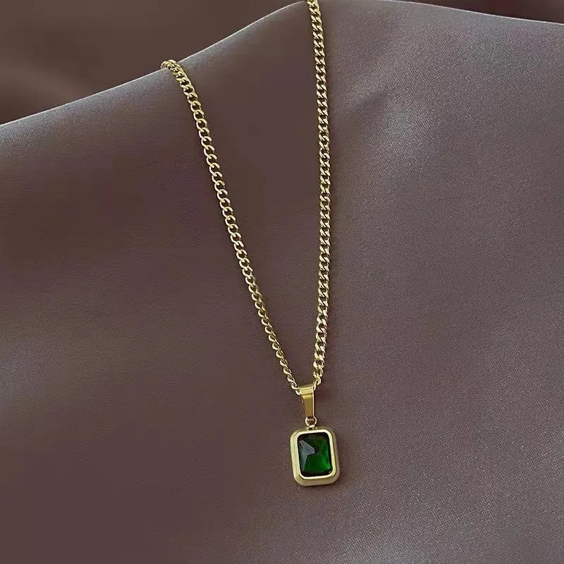 Zircon Charm Pendant Necklace