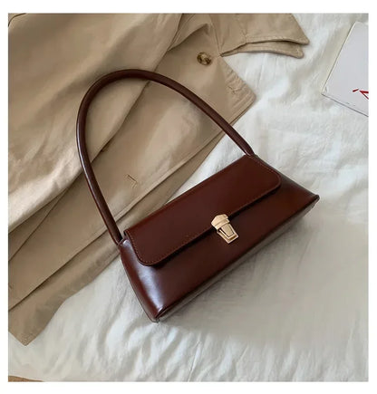 Minimalist Leather Baguette Shoulder Bag