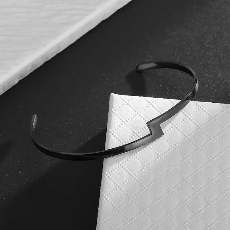 Polished Steel Open Cuff Bangle
