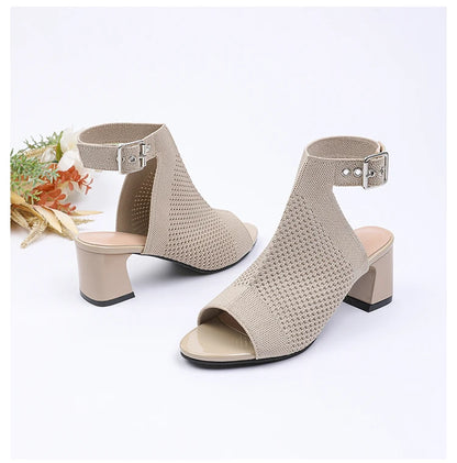 Chic Knit Peep Toe Sandals