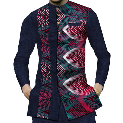 Casual 100% Cotton Mens African  Print Shirt