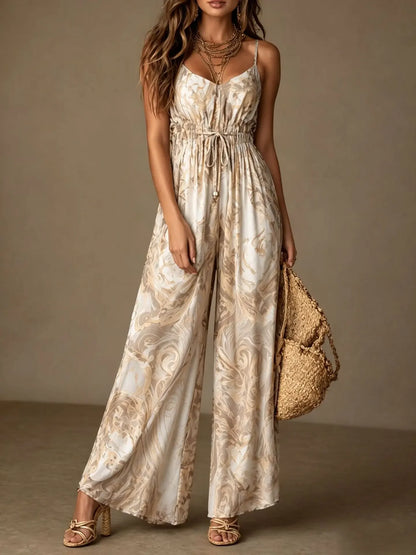 Elegant Printed Wide Leg Jumpsuit
