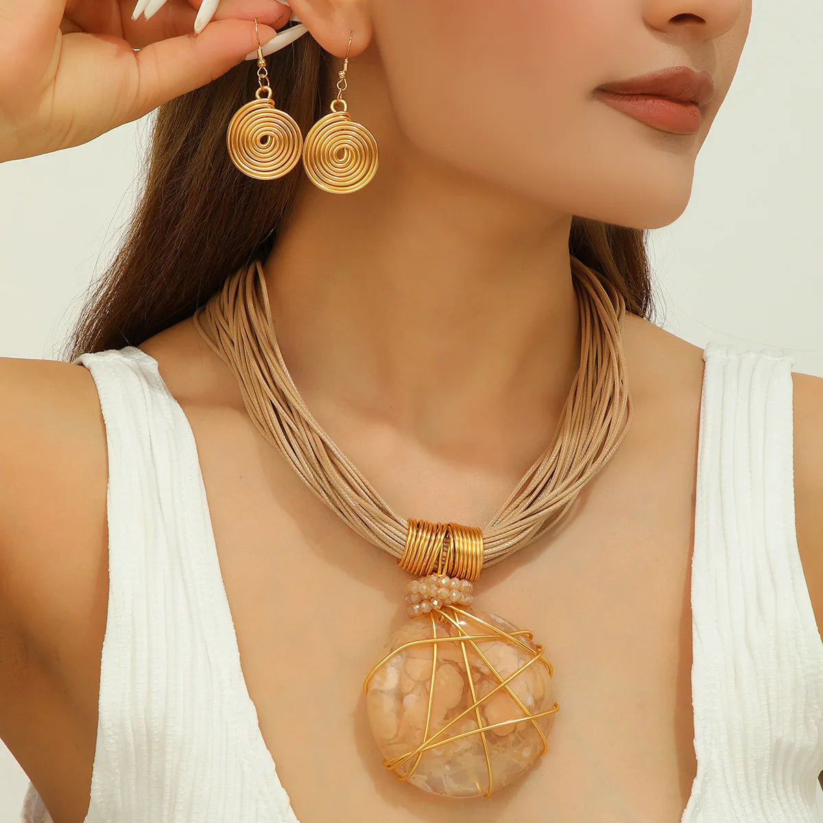 Hand-Woven Resin & Aluminum Statement Set